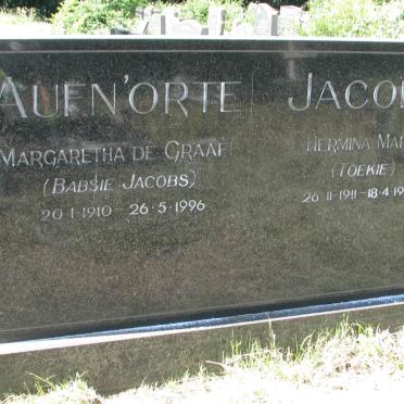 AUFN'ORTE Margaretha De Graaff nee JACOBS 1910-1996 :: JACOBS Hermina Marie 1911-1997