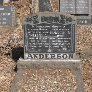 ANDERSON William S. 1889-1964 &amp; Rancoroni M. FERERO 1893-1984
