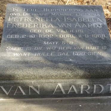 AARDT Petronella Isabella Frederika, van nee DE VILLIERS 1892-1968