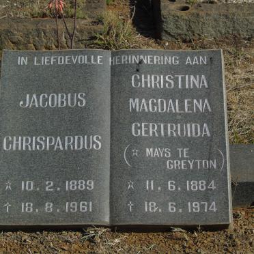 BARNARD Jacob Chrispardus 1889-1961 &amp; Christina Magdalena Gertruida MAYS 1884-1974