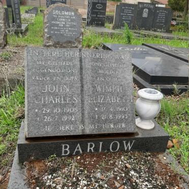 BARLOW John Charles 1905-1992 &amp; Wimpie Elizabeth 1910-1993