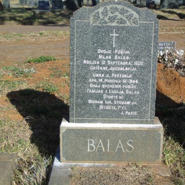 BALAS Milan 1902-1944