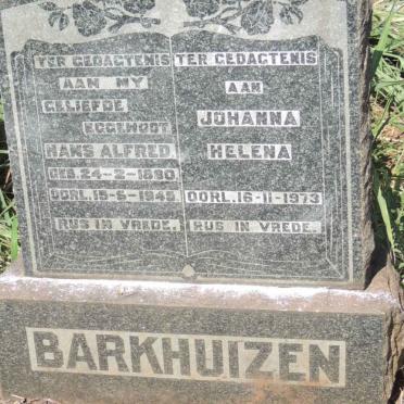BARKHUIZEN Hans Alfred 1890-1945 &amp; Johanna Helena -1973