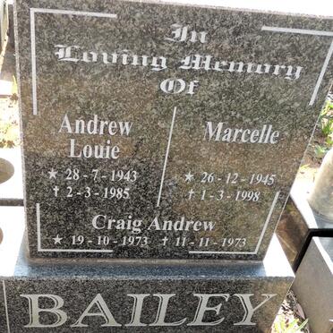 BAILEY Andrew Louie 1943-1985 :: BAILEY Marcelle 1945-1998 :: BAILEY Craig Andrew 1973-1973