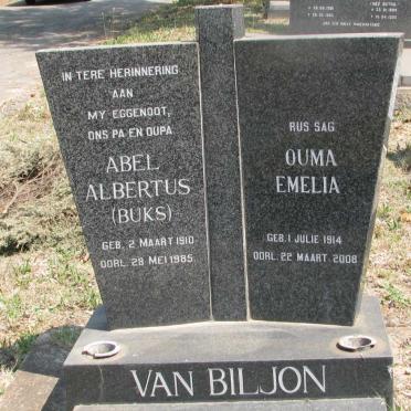 BILJON Abel Albertus, van 1910-1985 &amp; Emelia 1914-2008