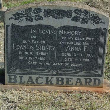 BLACKBEARD Francis Sidney 1887-1964 &amp; Anna E. 1887-1961