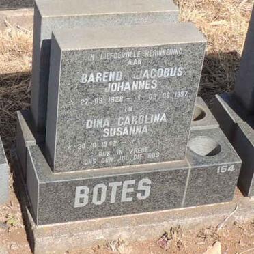 BOTES Barend Jacobus Johannes 1928-1997 & Dina Carolina Susanna 1942- 