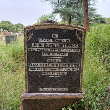 BORTHWICK John Dowie -1936 & Elizabeth Edith -1940