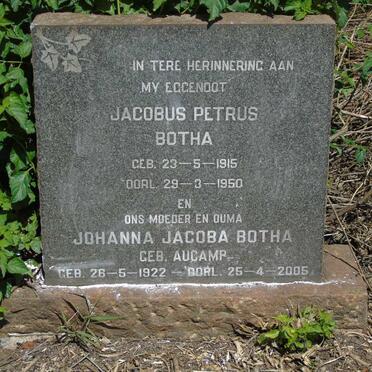 BOTHA Jacobus Petrus 1915-1950 & Johanna Jacoba AUCAMP 1922-2005