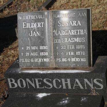 BONESCHANS  Eildert Jan 1890-1938 & Susara Margaretha ERASMUS 1895-1978