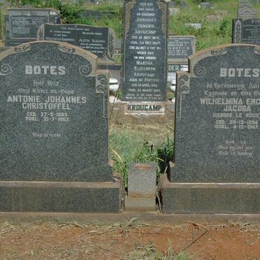 BOTES Antonie Johannes Christoffel 1883-1963 & Wilhelmina Engela Jacoba LE ROUX 1894-1947