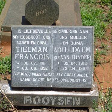 BOOYSEN Tielman Francois 1911-1992 & Adeleida F.M. VAN TONDER 1913-1998
