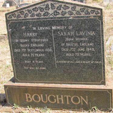 BOUGHTON Harry -1950 &amp; Sarah Lavinia WEBBER -1949