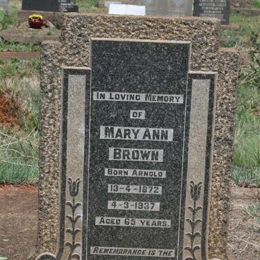 BROWN Mary Ann nee ARNOLD 1872-1937