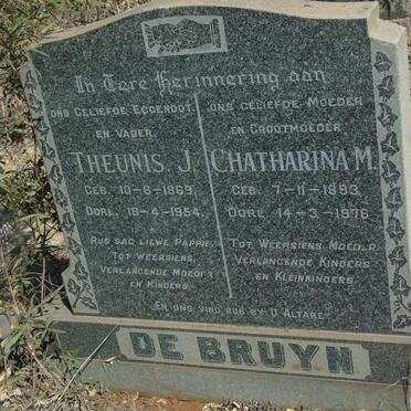 BRUYN Theunis J., de 1869-1954 & Chatharina M. 1893-1976