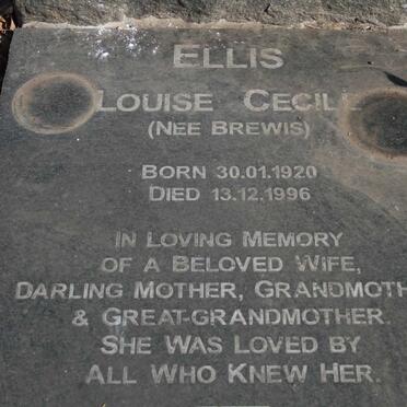 ELLIS Louise Cecile nee BREWIS 1920-1996