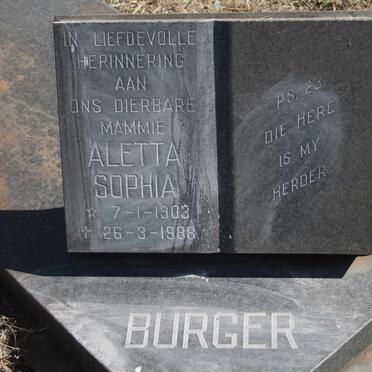 BURGER Aletta Sophia 1903-1988