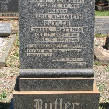 BUTLER Maria Elizabeth nee MATTHEE 1906-1946