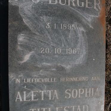 BURGER P.J. 1895-1967 & Aletta Sophia TITLESTAD 1922-1988