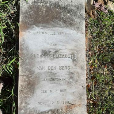 BERG Susanna Elizabeth, van den nee ZIETSMAN 1915-1966