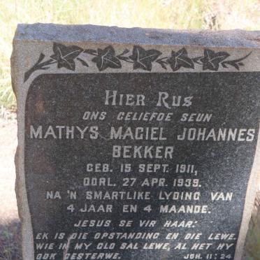 BEKKER Mathys Magiel Johannes 1911-1939
