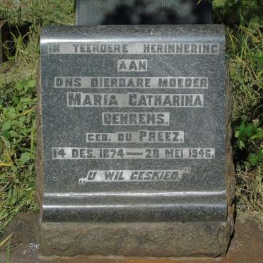 BEHRENS Maria Catharina nee DU PREEZ 1874-1946