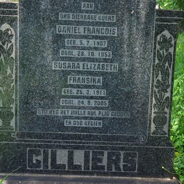 CILLIERS Daniel Francois 1907-1953 &amp; Susara Elizabeth Fransina 1911-2005
