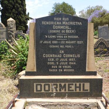 DORMEHL Coenraad Cornelis 1857-1944 &amp; Hendriena Magrietha DE BEER 1861-1937