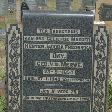 DAY Hester Jacoba Fredrieka nee V.D. MERWE 1854-1943