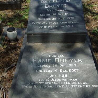 DREYER Fanie 1927-2007 & Elsie Carolina SWART 1891-1973