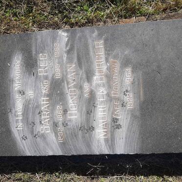 DONOVAN Reg 1895-1962 &amp; Sarah 1892-1962 :: BURGER Maureen nee DONOVAN 1922-1964