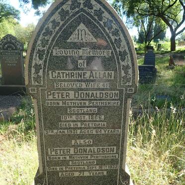 DONALDSON Peter -1932 &amp; Cathrine ALLAN 1866-1931