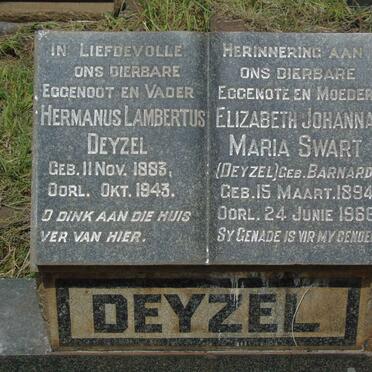 DEYZEL Hermanus Lambertus 1883-1943 & Elizabeth Johanna Maria SWART nee BARNARD 1894-1966_2