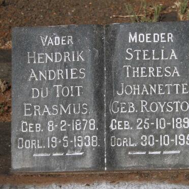 ERASMUS Hendrik Andries du Toit 1878-1938 & Stella Theresa Johanette ROYSTON 1895-1959