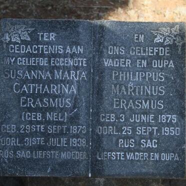 ERASMUS Philippus Martinus 1875-1950 & Susanna Maria Catharina NEL 1873-1938