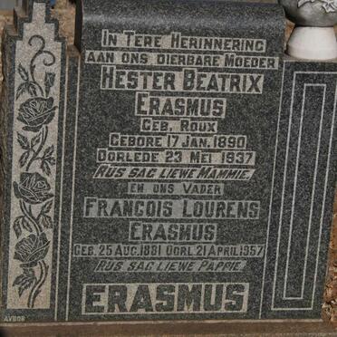 ERASMUS Francois Lourens 1881-1957 & Hester Beatrix ROUX 1890-1937