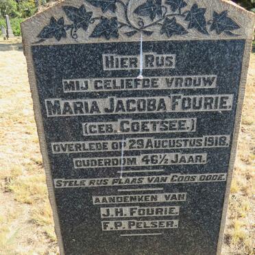 FOURIE Maria Jacoba nee COETSEE -1918