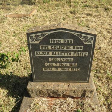 FRITZ Elsie Alletta nee LYONS 1915-1937