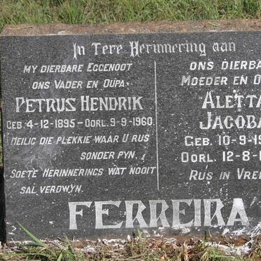 FERREIRA Petrus Hendrik 1895-1960 & Aletta Jacoba 1903-1981