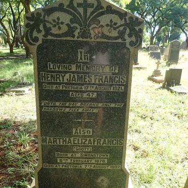 FRANCIS Henry James -1921 &amp; Martha Eliza SCOTT 1878-1937