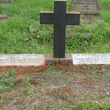 GAGIANO Arnoldus Lorenz 1878-1950 &amp; Annie Magdalena 1881-1963