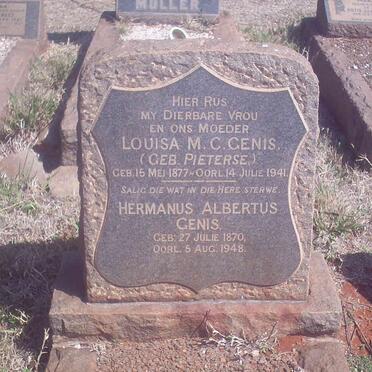GENIS Hermanus Albertus 1870-1948 &amp; Louisa M. PIETERSE 1877-1941