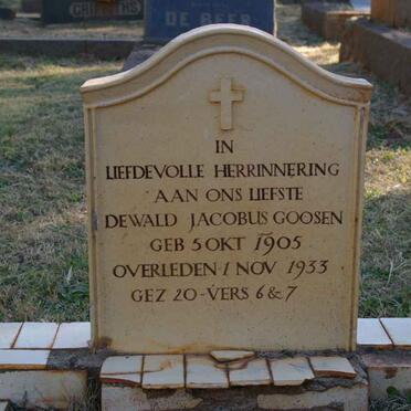 GOOSEN Dewald Jacobus 1905-1933