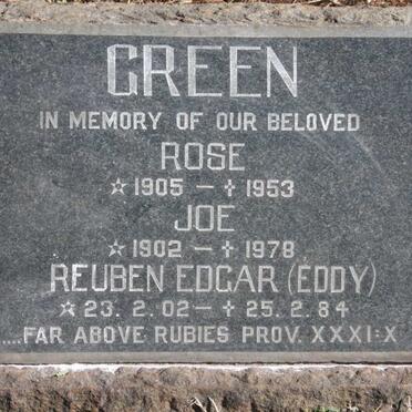 GREEN Reuben Edgar 1902-1984 :: GREEN Joe 1902-1978 :: GREEN Rose 1905-1953