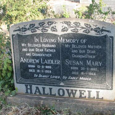 HALLOWELL Andrew Laidler 1886-1959 &amp; Susan Mary 1882-1964
