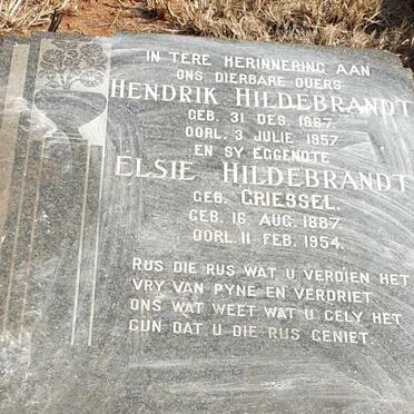 HILDEBRANDT Hendrik 1887-1957 & Elsie GRIESSEL 1887-1954