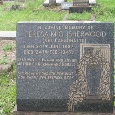ISHERWOOD Teresa M.G. nee CARBONATTO 1897-1947
