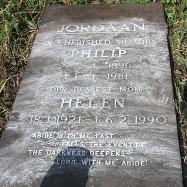 JORDAAN Philip 1896-1981 &amp; Helen 1921-1990