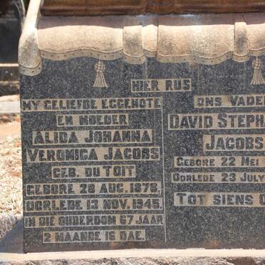 JACOBS David Stephanus 1873-1946 &amp; Alida Johanna Veronica DU TOIT 1878-1945