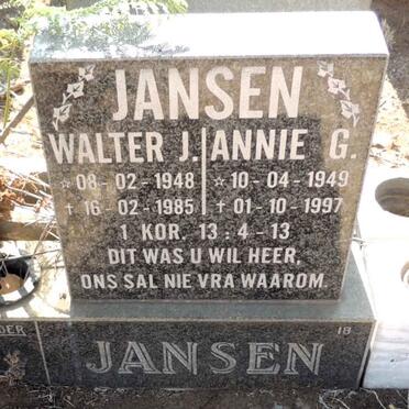 JANSEN Walter J. 1948-1985 & Annie G. 1949-1997